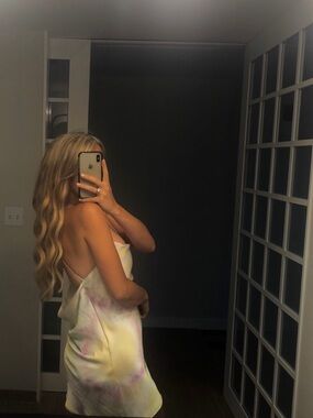 Zara Pastel Tie-Dye Mini Dress in Yellow and Lavender